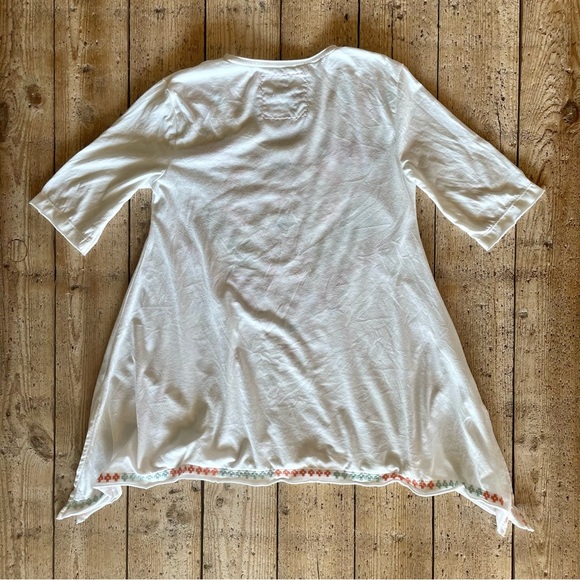 Johnny Was Top White Embroidered Short Sleeve Flowy Boho Womens XS - Picture 3 of 8